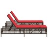 Ensemble de 2 chaises longues avec table marron résine tressée 638771638771