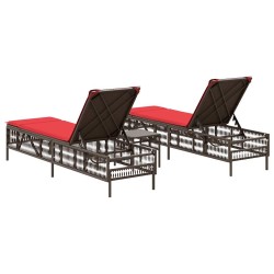 Ensemble de 2 chaises longues avec table marron résine tressée 638771638771