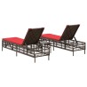 Ensemble de 2 chaises longues avec table marron résine tressée 638771638771