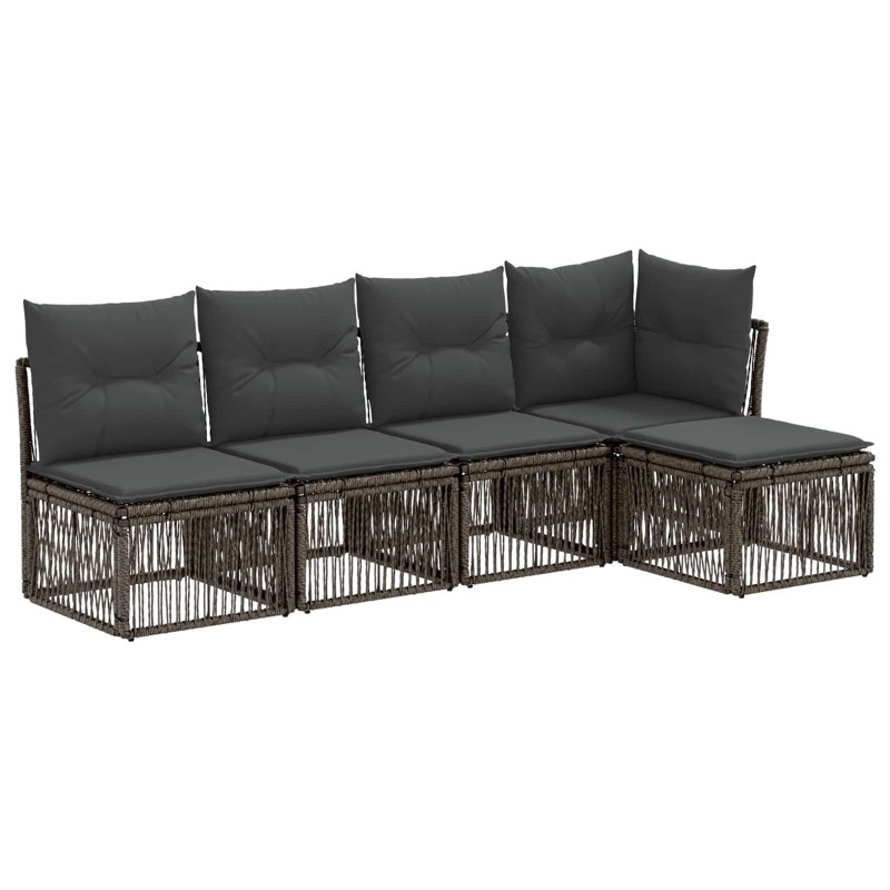 Ensemble de canapé de jardin 5 pcs Gris polyrotin 638776638776