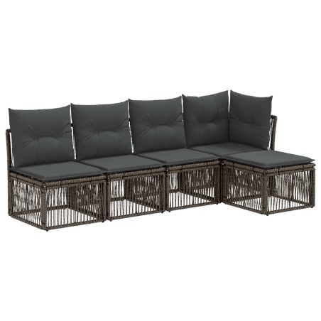 Ensemble de canapé de jardin 5 pcs Gris polyrotin 638776638776