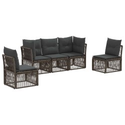 Ensemble de canapé de jardin 5 pcs Gris polyrotin 638778638778
