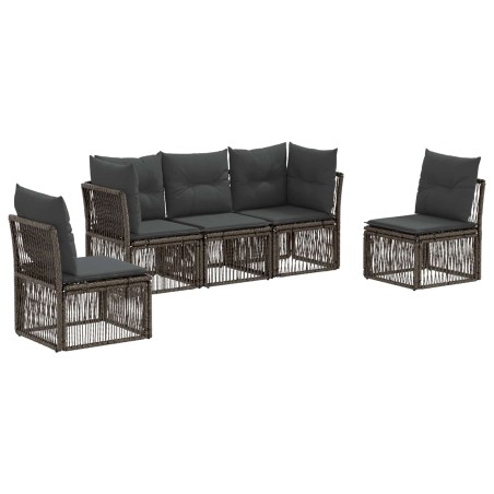 Ensemble de canapé de jardin 5 pcs Gris polyrotin 638778638778