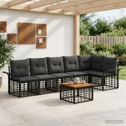 Ensemble de canapés d'extérieur 7 pcs Noir et Gris foncé 638782638782