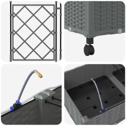 Porte-plante de jardin avec irrigation et roues 3 pc Gris clair 638785638785