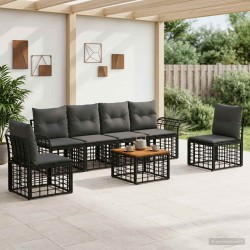 Ensemble de canapés d'extérieur 7 pcs Noir et Gris foncé 638786638786