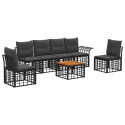 Ensemble de canapés d'extérieur 7 pcs Noir et Gris foncé 638786638786