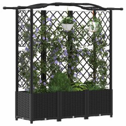 Lit Élevé avec Treillis et Toit Noir 163 x 40 x 138 cm PP 638790638790