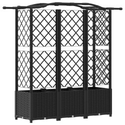 Lit Élevé avec Treillis et Toit Noir 163 x 40 x 138 cm PP 638790638790
