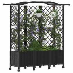 Lit Élevé avec Treillis et Toit Noir 163 x 40 x 144 cm PP 638791638791