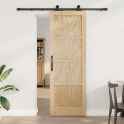 Porte coulissante Naturel et noir 73,5 x 211 cm 638805638805