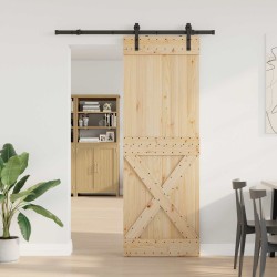 Porte coulissante NARVIK Naturel et noir 80 x 210 cm (152,5 cm) 638807638807