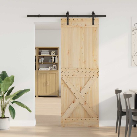Porte coulissante NARVIK Naturel et noir 80 x 210 cm (152,5 cm) 638807638807