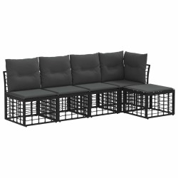 Ensemble de canapés d'extérieur Noir Polyester 638810638810