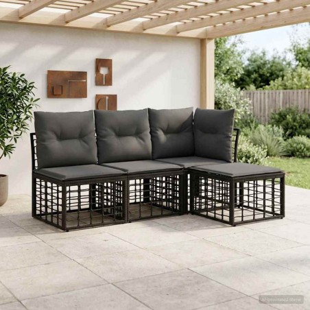 Ensemble de canapés d'extérieur Noir Polyester 638811638811