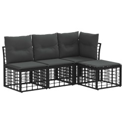 Ensemble de canapés d'extérieur Noir Polyester 638811638811