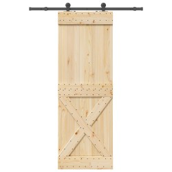 Porte coulissante NARVIK Naturel et noir 80 x 210 cm (152,5 cm) 638813638813