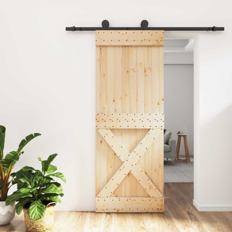 Porte coulissante Naturel et noir 80 x 210 cm 638814638814