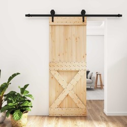 Porte coulissante Naturel et noir 80 x 210 cm 638819638819