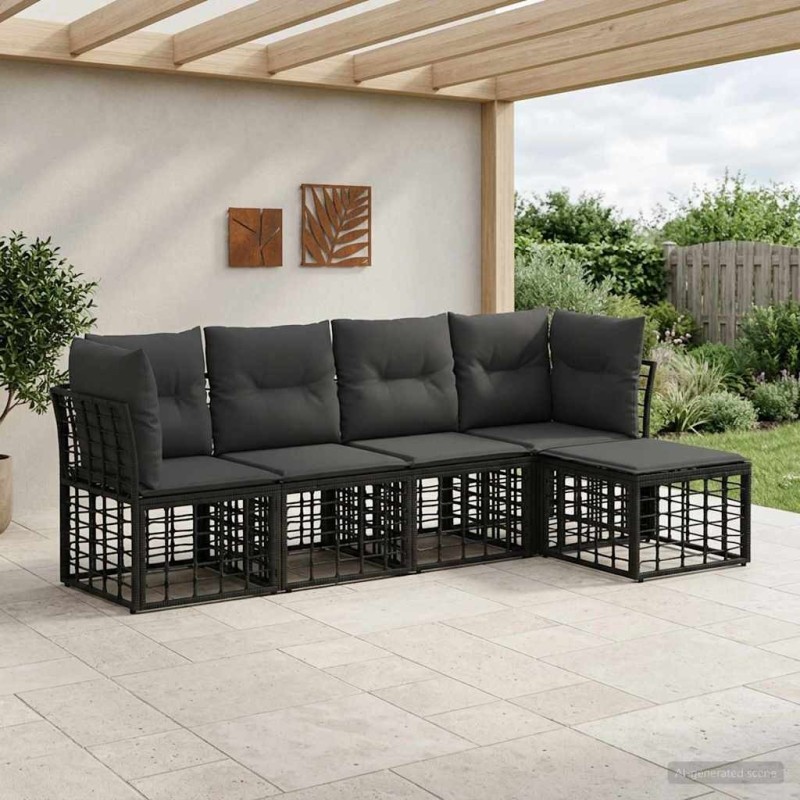 Ensemble de canapés d'extérieur Noir Polyester 638821638821