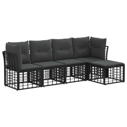 Ensemble de canapés d'extérieur Noir Polyester 638821638821