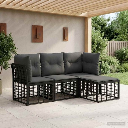 Ensemble de canapés d'extérieur Noir Polyester 638822638822