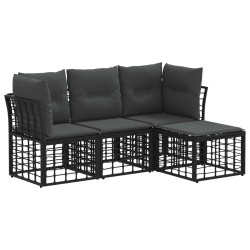 Ensemble de canapés d'extérieur Noir Polyester 638822638822