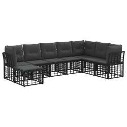 Ensemble de canapés d'extérieur Noir Polyester 638826638826