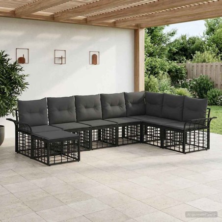 Ensemble de canapés d'extérieur 8 pcs Noir et Gris foncé 638828638828