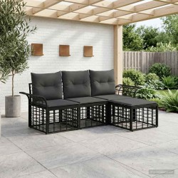 Ensemble de canapés d'extérieur 4 pcs Noir et Gris foncé 638830638830