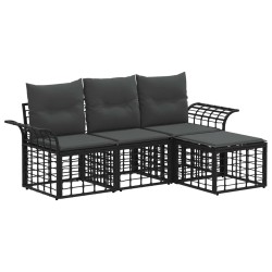 Ensemble de canapés d'extérieur 4 pcs Noir et Gris foncé 638830638830