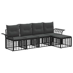Ensemble de canapés d'extérieur 5 pcs Noir et Gris foncé 638831638831
