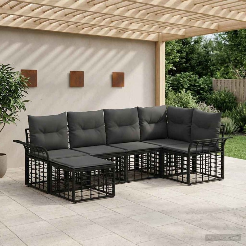 Ensemble de canapés d'extérieur 6 pcs Noir et Gris foncé 638832638832