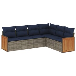 Ensemble de canapé de jardin 6 pcs avec coussins gris résine tressée 638838638838