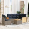 Ensemble de canapé de jardin 6 pcs avec coussins gris résine tressée 638841638841