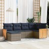 Ensemble de canapé de jardin 6 pcs avec coussins gris résine tressée 638842638842