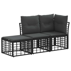 Ensemble de canapés d'extérieur 3 pcs Noir Polyester 638845638845