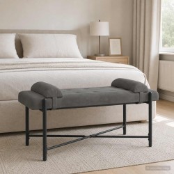 Banc capitonné à boutons avec coussins Gris foncé Velours 638853638853