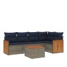 Ensemble de canapé de jardin 6 pcs avec coussins gris résine tressée 638855638855