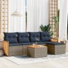 Ensemble de canapé de jardin 6 pcs avec coussins gris résine tressée 638859638859