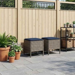 Pouf de Jardin 2 Pièce Gris et bleu marine 38 x 38 x 45 cm 638868638868