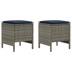 Pouf de Jardin 2 Pièce Gris et bleu marine 38 x 38 x 45 cm 638868638868