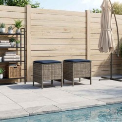 Pouf de Jardin 2 Pièce Gris et bleu marine 38 x 38 x 45 cm 638868638868