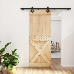 Porte coulissante Naturel et noir 80 x 210 cm 638879638879