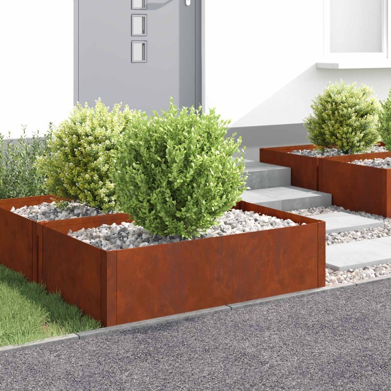 Bordure de Pelouse 100 x 60 x 35 cm Acier Rouillé 638880638880