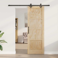 Porte coulissante Naturel et noir 73,5 x 211 cm 638884638884
