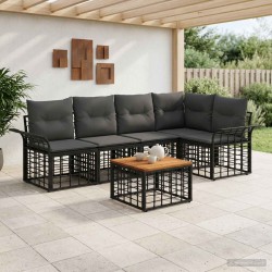 Ensemble de canapés d'extérieur 6 pcs Noir et Gris foncé 638887638887