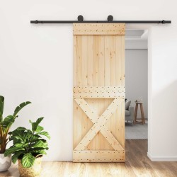 Porte coulissante Naturel et noir 80 x 210 cm 638888638888