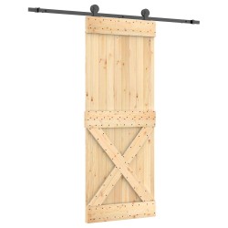 Porte coulissante Naturel et noir 80 x 210 cm 638888638888