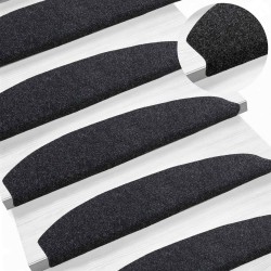 Tapis d'escalier auto-adhésifs 15 pcs Noir 80 x 24,5 x 3,5 cm 638891638891